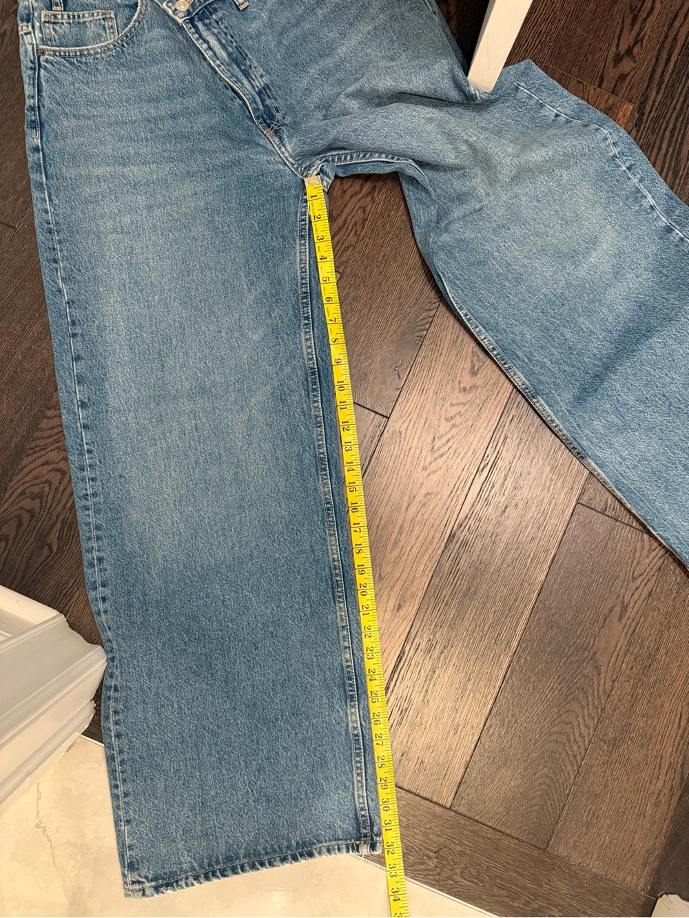 ZARA TRF High-Waist CROSSOVER WAIST Wide-Leg Jeans - Mid Blue - Picture 8 of 8